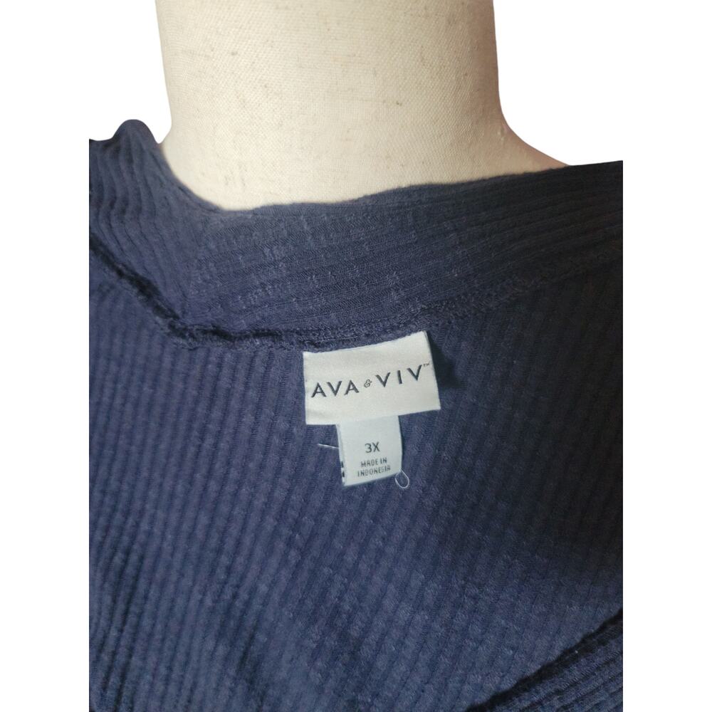 Ava & Viv plus size 3XL navy blue button‎ down casual tank top - Picture 2 of 6